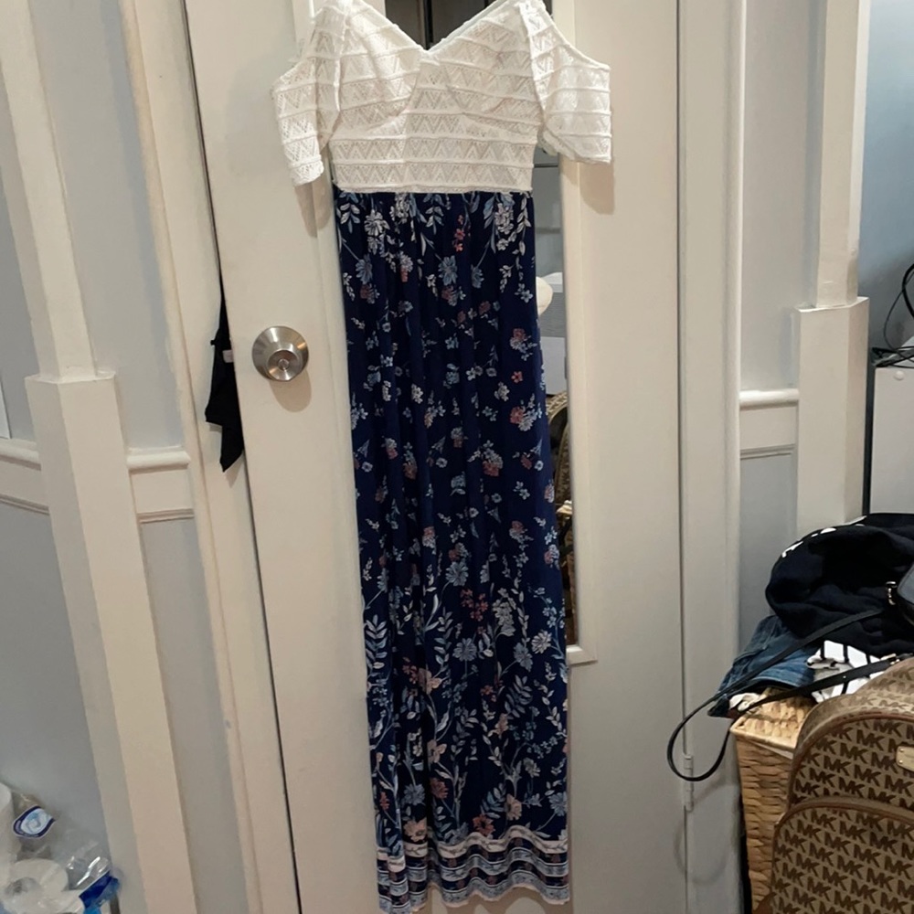 Long floral dress with open back